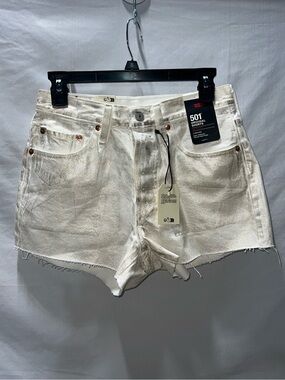 Levi's 501 White and gold Cutoff Denim Shorts